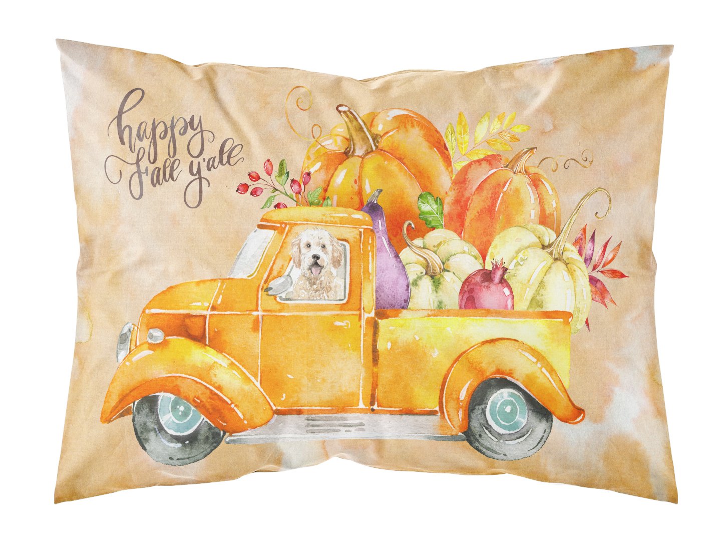 Fall Harvest Goldendoodle Standard Pillowcase Lightweight Super Soft Easy Care Decorative Artwork Pillowcase, Standard