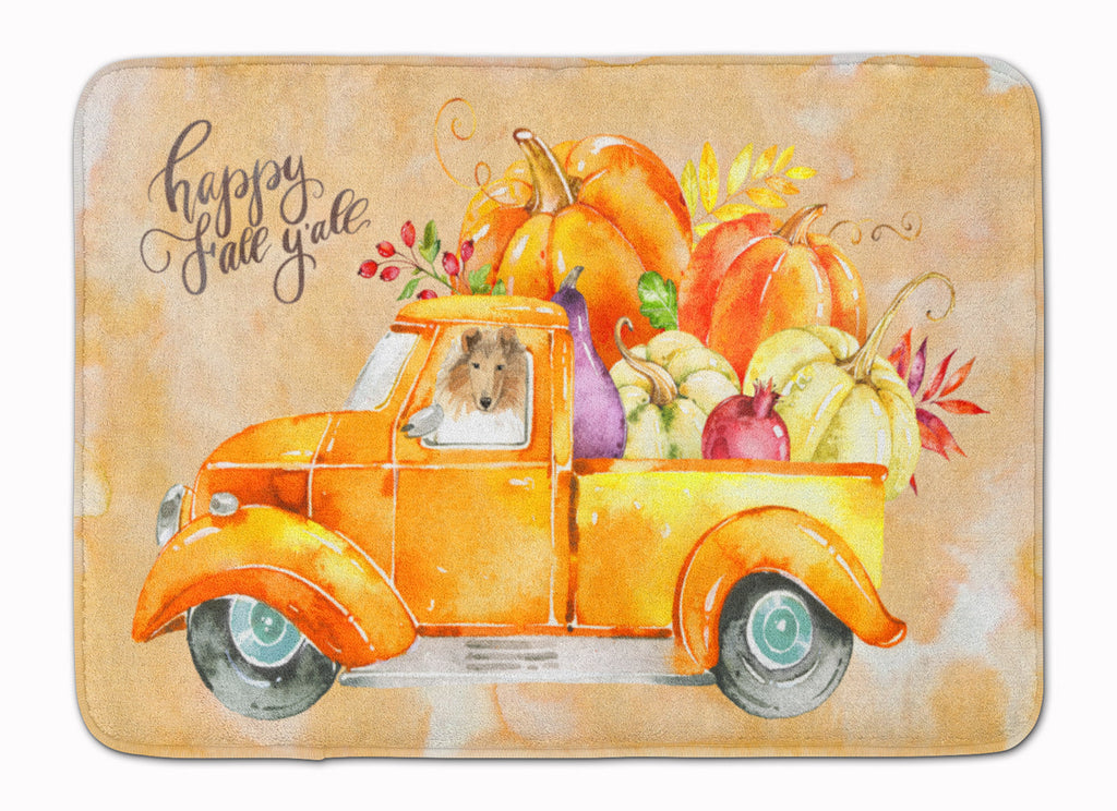 Fall Harvest Collie Memory Foam Kitchen Mat Machine Washable Anti-Fatigue Cushion Comfort Bath or Kitchen Rug