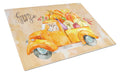 Fall Harvest Chihuahua Cutting Board Tempered Glass Kitchen Cutting Surface, Heat Resistant Chopping, Non-Slip Feet, Food Prep & Serving