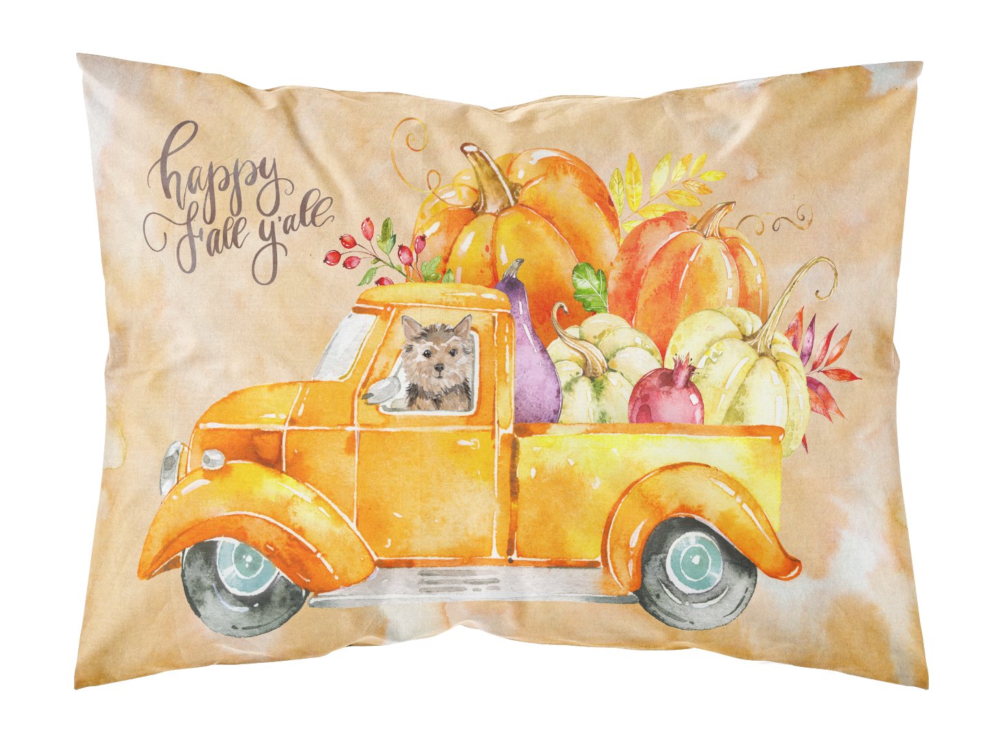Fall Harvest Norwich Terrier Standard Pillowcase Lightweight Super Soft Easy Care Decorative Artwork Pillowcase, Standard