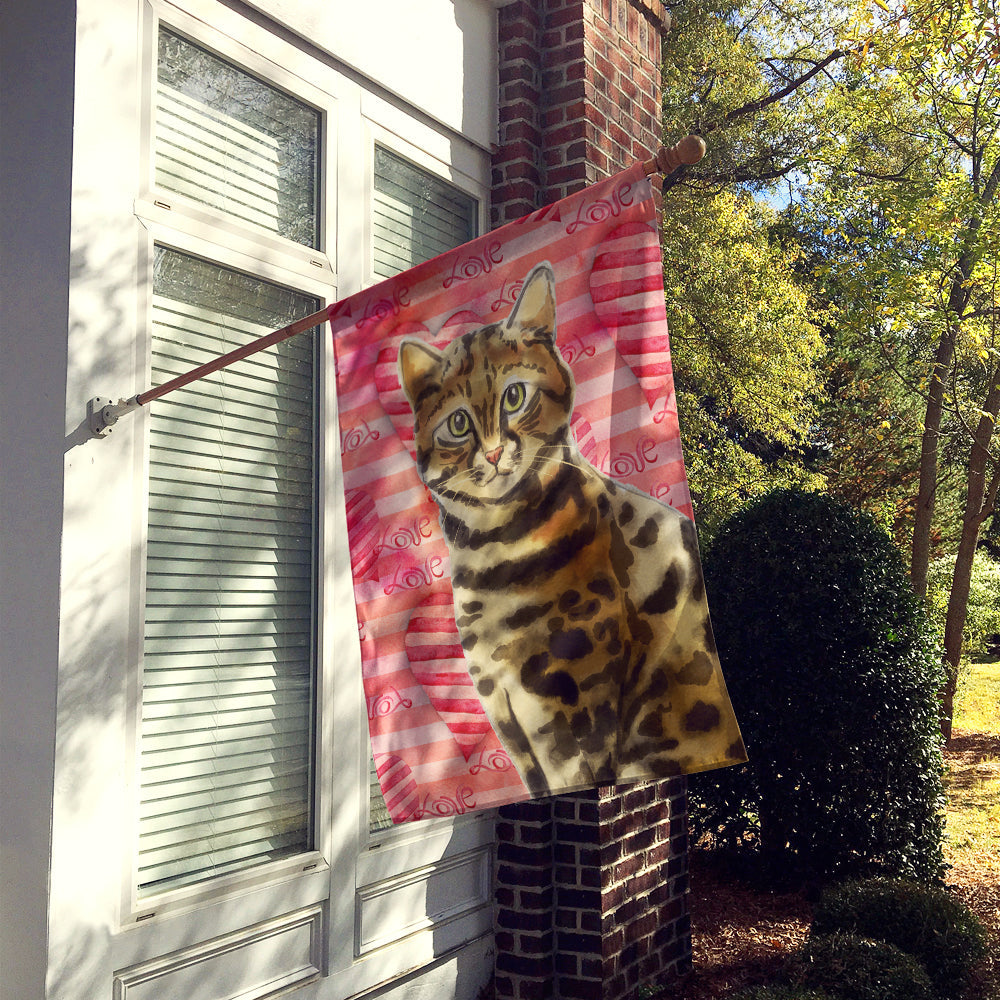 Bengal Cat Love House Flag 28x40 Porch Sleeve Pole Decorative Outside Yard Banner Artwork Wall Hanging, Polyester
