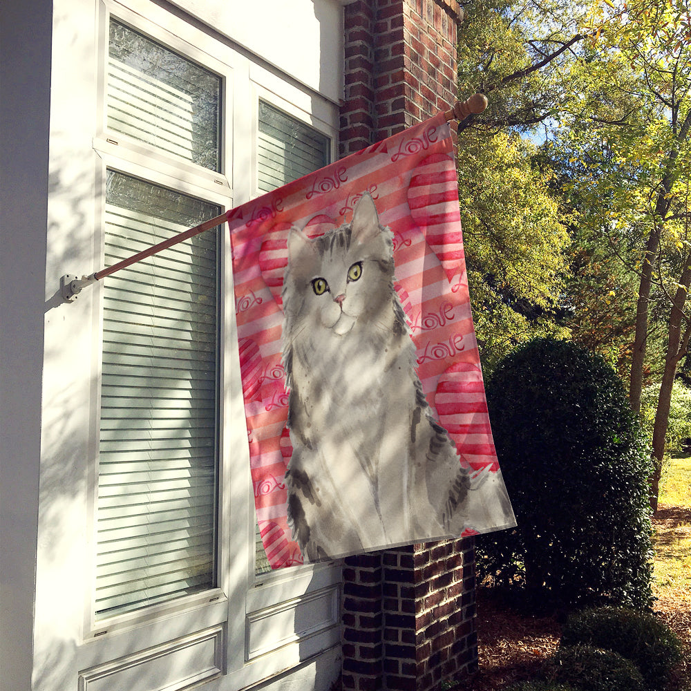 Ragamuffin Cat Love House Flag 28x40 Porch Sleeve Pole Decorative Outside Yard Banner Artwork Wall Hanging, Polyester