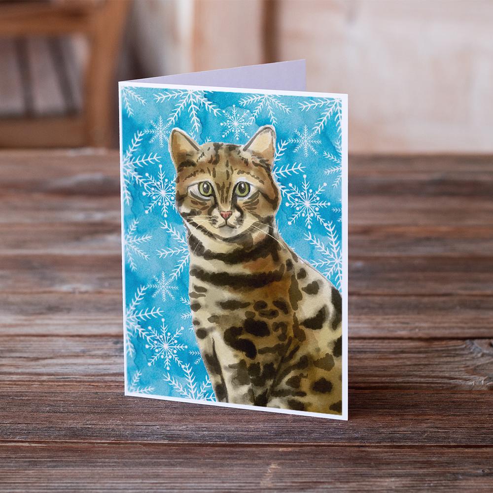 Bengal Winter Snowflake Greeting Cards Pack of 8 Blank Cards with Envelopes Whimsical A7 Size 5x7
