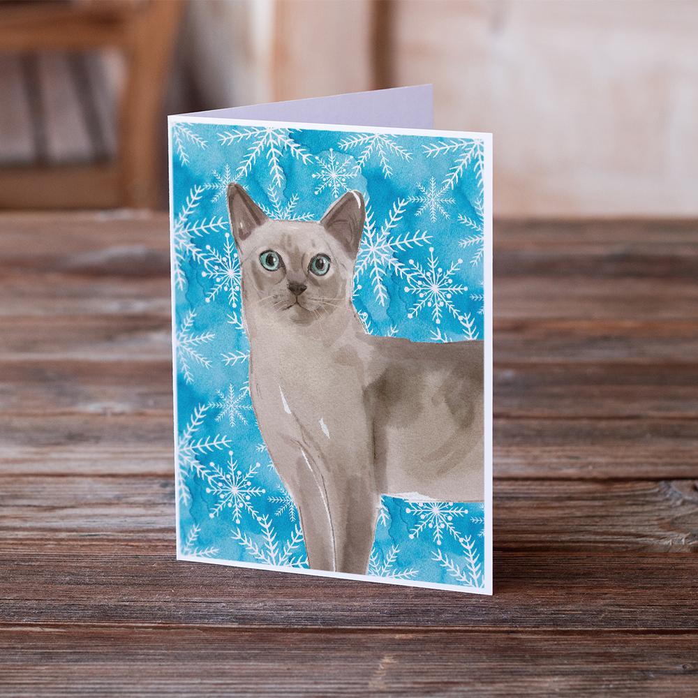 Tonkinese Winter Snowflake Greeting Cards Pack of 8 Blank Cards with Envelopes Whimsical A7 Size 5x7