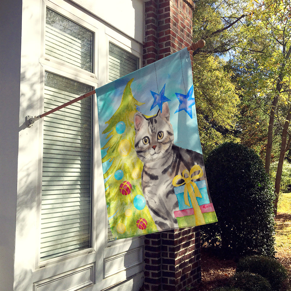 American Shorthair Christmas Presents House Flag 28x40 Porch Sleeve Pole Decorative Outside Yard Banner Artwork Wall Hanging, Polyester