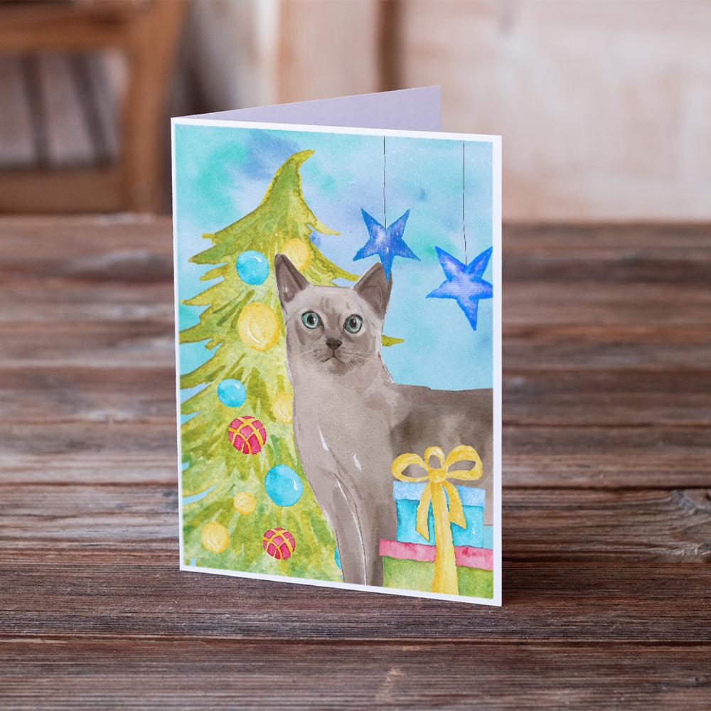 Tonkinese Christmas Presents Greeting Cards Pack of 8 Blank Cards with Envelopes Whimsical A7 Size 5x7