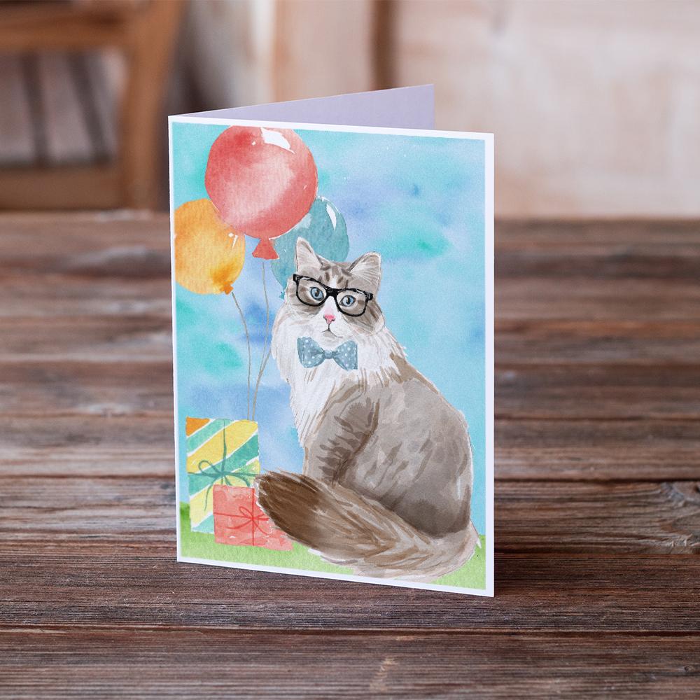 Siberian Happy Birthday Greeting Cards Pack of 8 Blank Cards with Envelopes Whimsical A7 Size 5x7