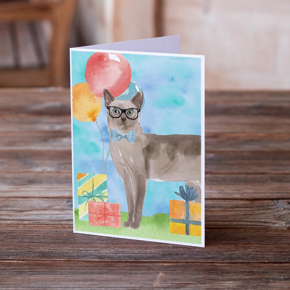 Tonkinese Happy Birthday Greeting Cards Pack of 8 Blank Cards with Envelopes Whimsical A7 Size 5x7