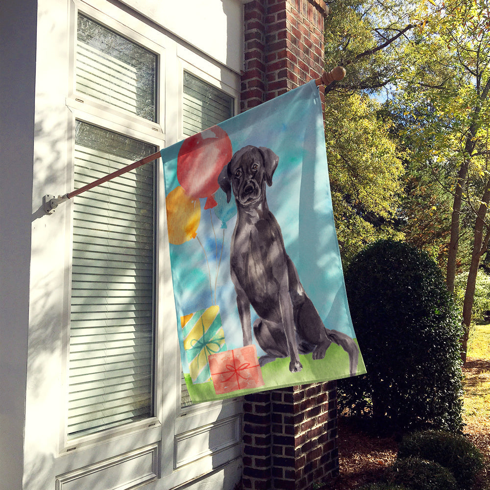 Happy Birthday Black Labrador Retriever House Flag 28x40 Porch Sleeve Pole Decorative Outside Yard Banner Artwork Wall Hanging, Polyester