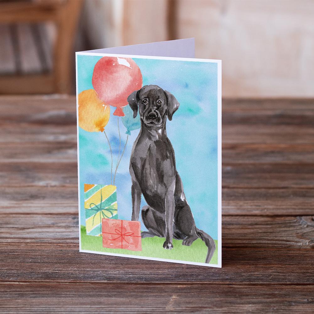 Happy Birthday Black Labrador Retriever Greeting Cards Pack of 8 Blank Cards with Envelopes Whimsical A7 Size 5x7