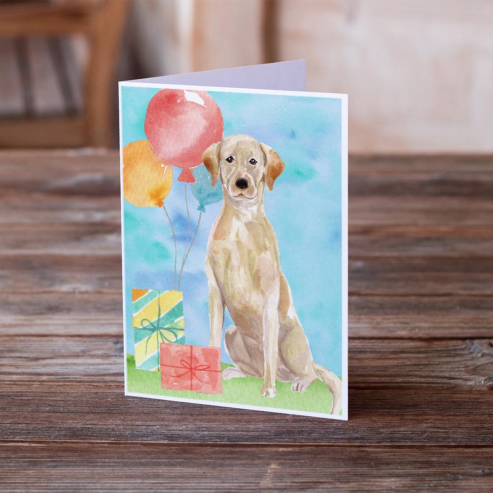 Happy Birthday Yellow Labrador Retriever Greeting Cards Pack of 8 Blank Cards with Envelopes Whimsical A7 Size 5x7