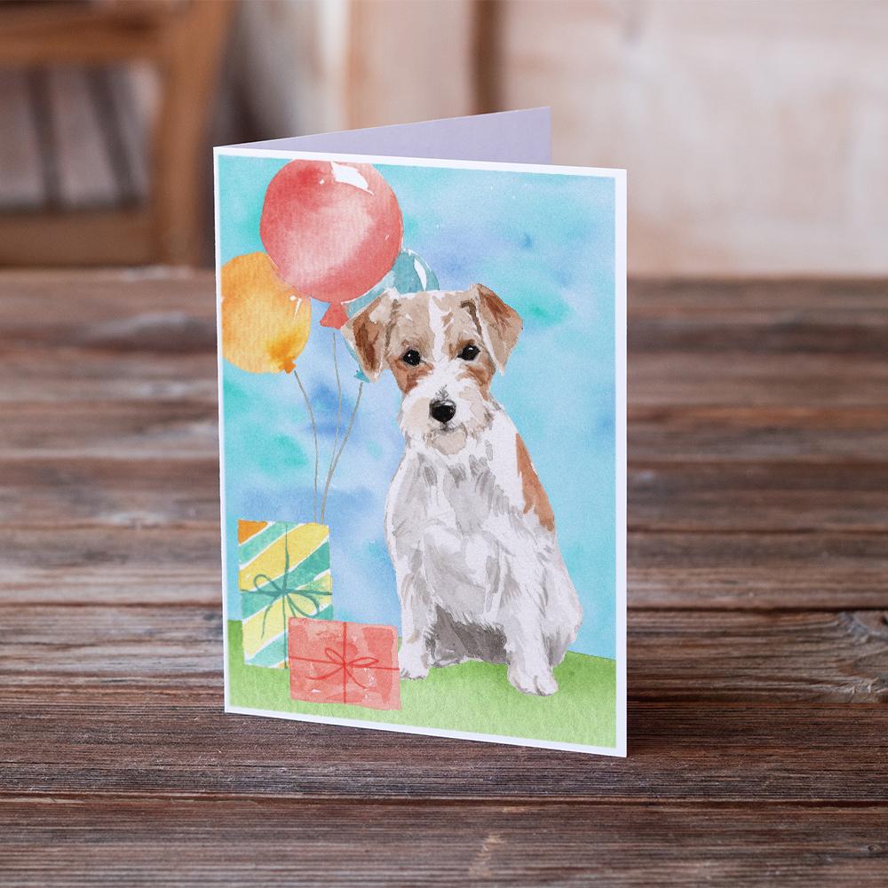 Happy Birthday Jack Russell Terrier Greeting Cards Pack of 8 Blank Cards with Envelopes Whimsical A7 Size 5x7