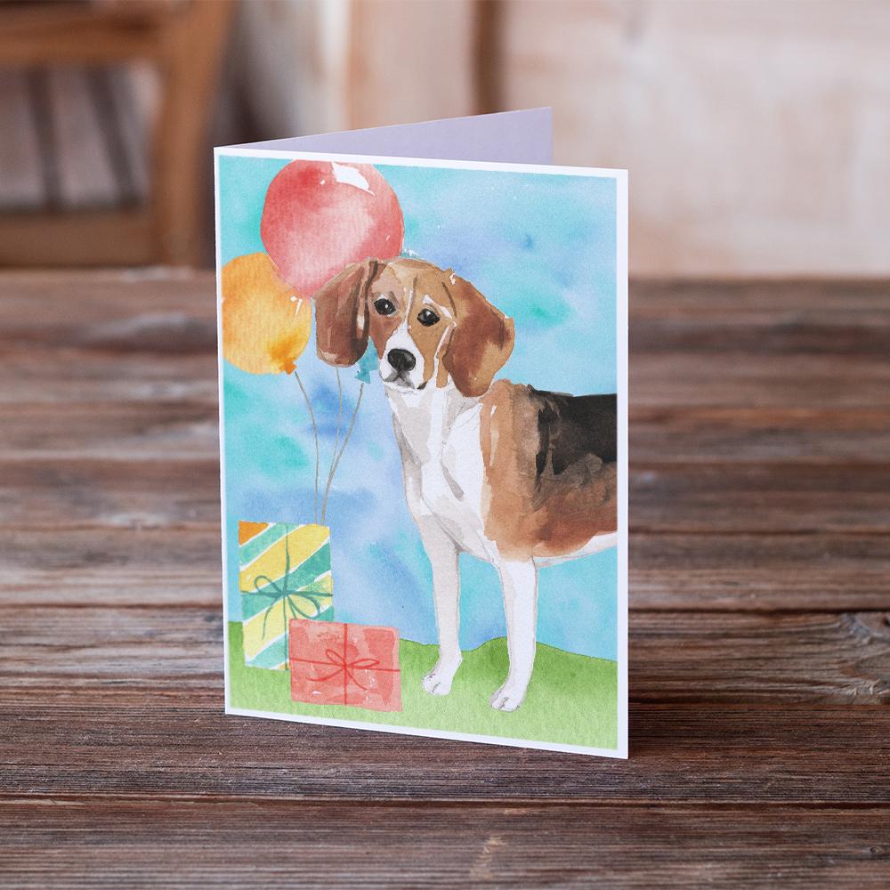 Happy Birthday Beagle Greeting Cards Pack of 8 Blank Cards with Envelopes Whimsical A7 Size 5x7