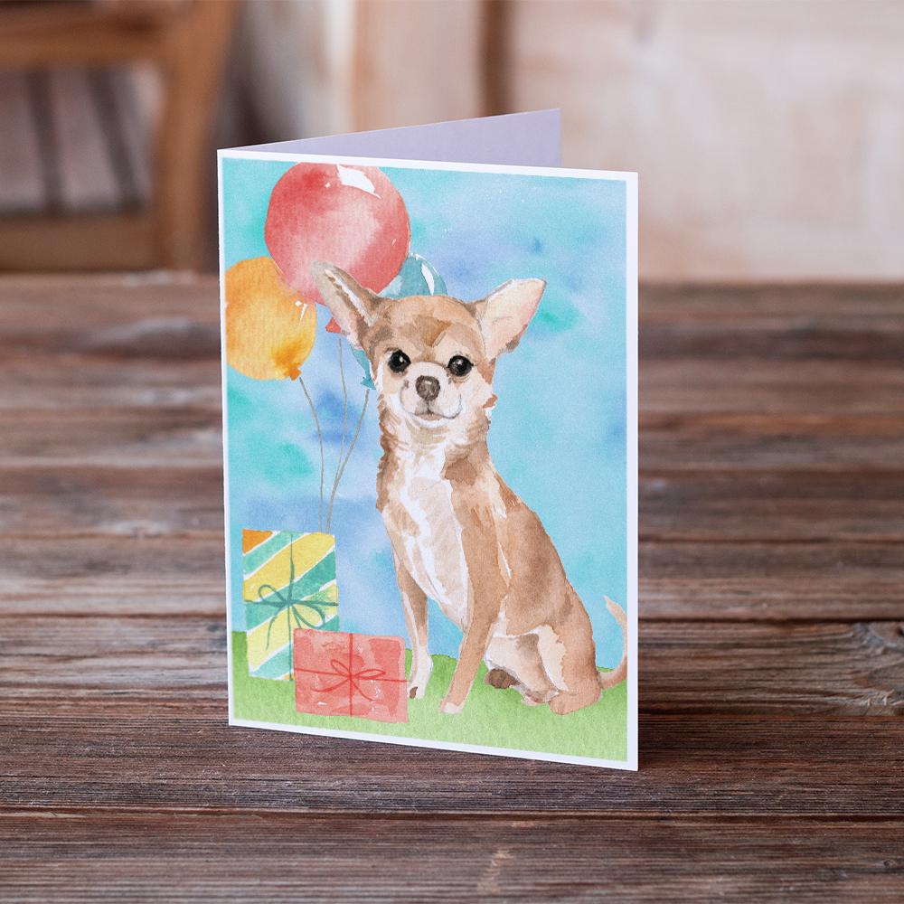 Happy Birthday Chihuahua Greeting Cards Pack of 8 Blank Cards with Envelopes Whimsical A7 Size 5x7