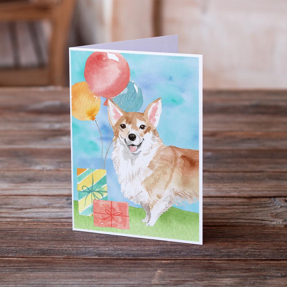Happy Birthday Corgi Greeting Cards Pack of 8 Blank Cards with Envelopes Whimsical A7 Size 5x7