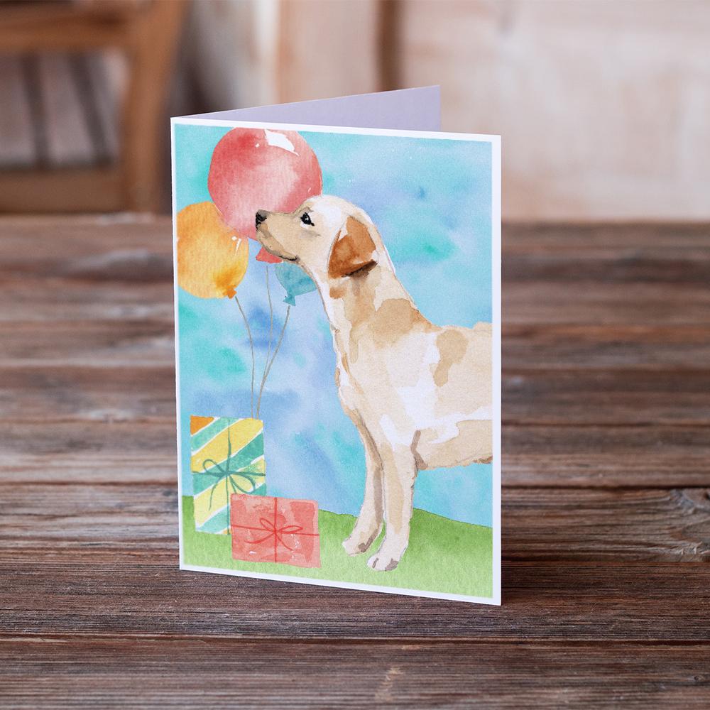 Happy Birthday Labrador Retriever Yellow Greeting Cards Pack of 8 Blank Cards with Envelopes Whimsical A7 Size 5x7