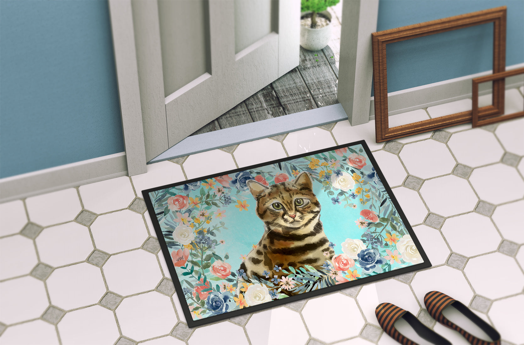 Bengal Spring Flowers Doormat Indoor Outdoor 24H X 36W Front Door Mat Rugs for Entryway, Non Slip Washable Low Pile,