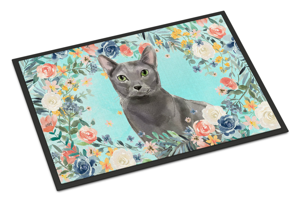 Blue Russian Spring Flowers Doormat Indoor Outdoor 24H X 36W Front Door Mat Rugs for Entryway, Non Slip Washable Low Pile,
