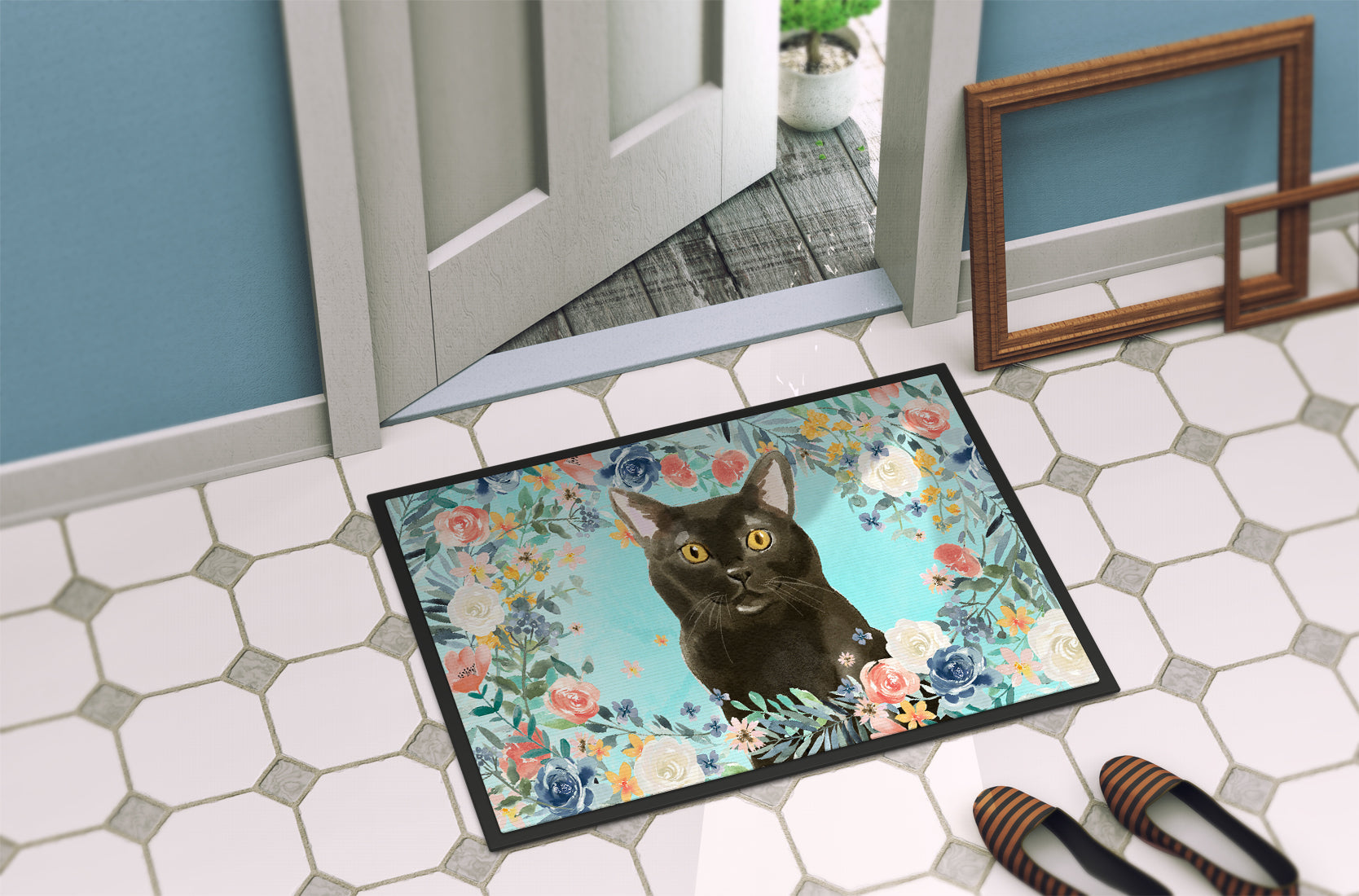 Bombay Spring Flowers Doormat Indoor Outdoor 18H X 27W Front Door Mat Rugs for Entryway, Non Slip Washable