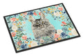 Maine Coon Spring Flowers Doormat Indoor Outdoor 24H X 36W Front Door Mat Rugs for Entryway, Non Slip Washable Low Pile,