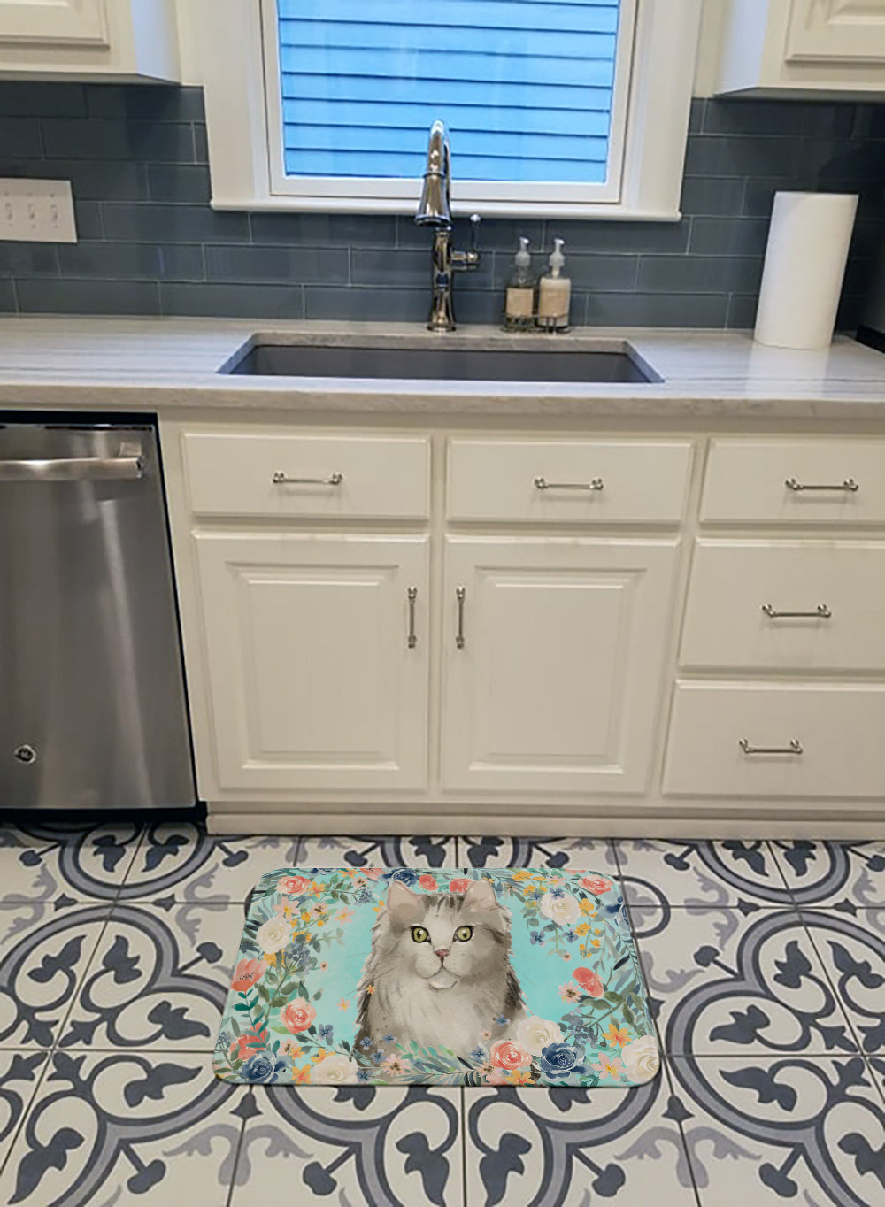 Ragamuffin Spring Flowers Memory Foam Kitchen Mat Machine Washable Anti-Fatigue Cushion Comfort Bath or Kitchen Rug