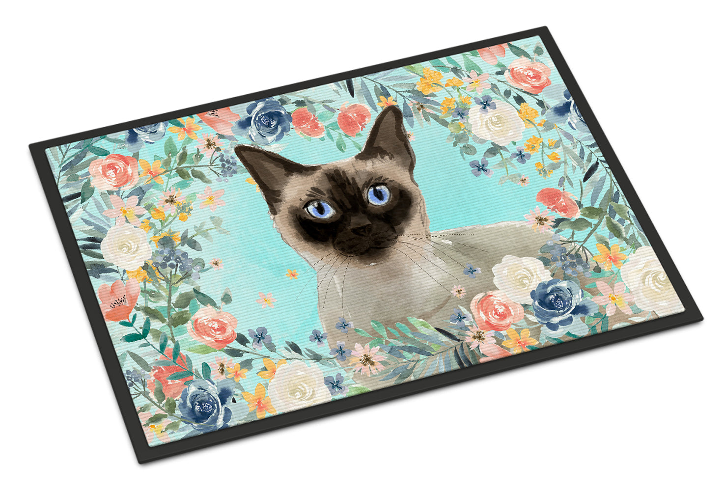 Siamese Spring Flowers Doormat Indoor Outdoor 24H X 36W Front Door Mat Rugs for Entryway, Non Slip Washable Low Pile,