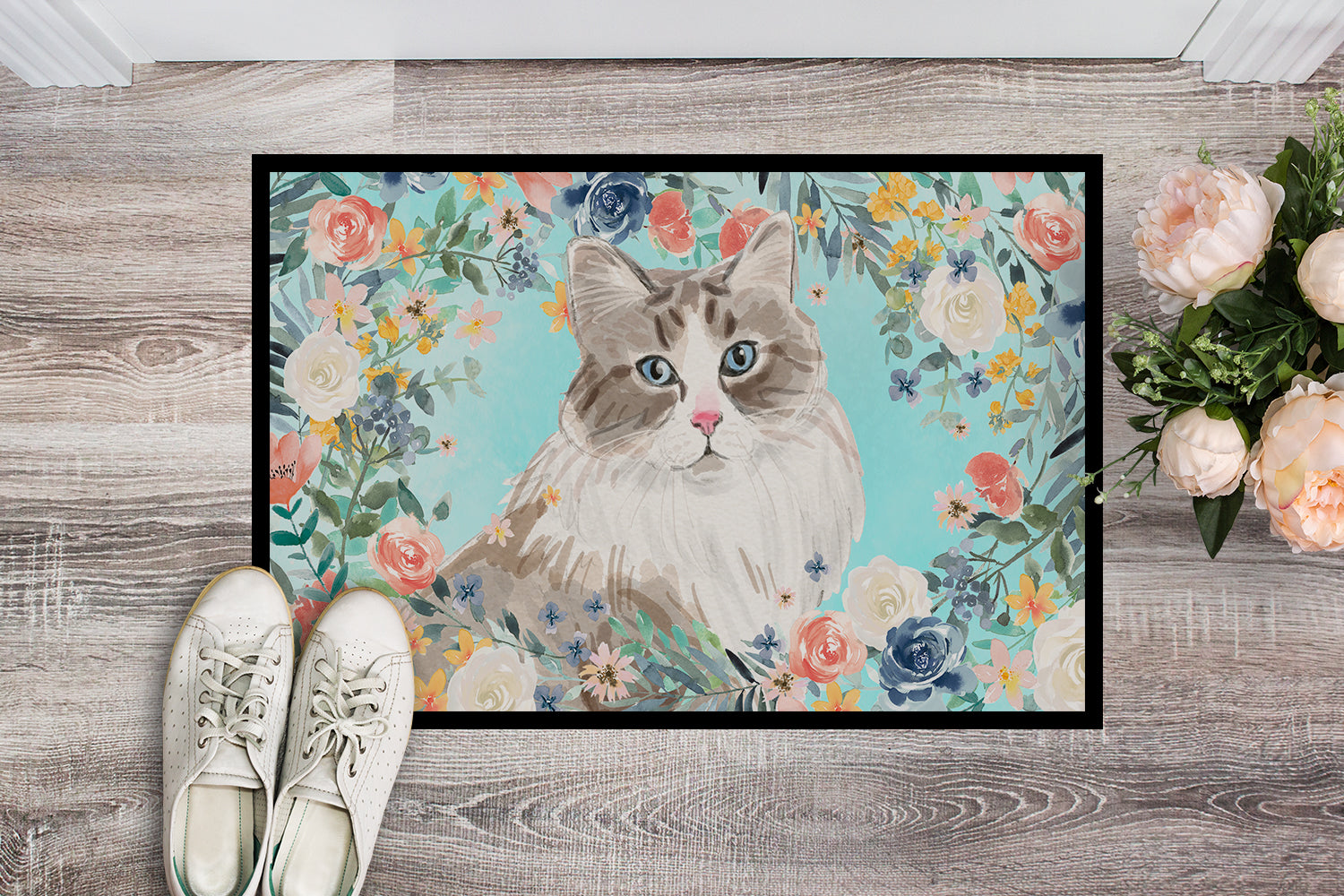 Siberian Spring Flowers Doormat Indoor Outdoor 18H X 27W Front Door Mat Rugs for Entryway, Non Slip Washable