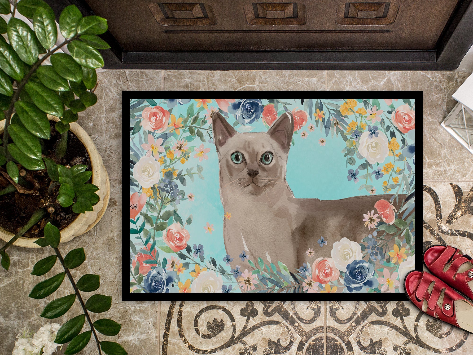 Tonkinese Spring Flowers Doormat Indoor Outdoor 18H X 27W Front Door Mat Rugs for Entryway, Non Slip Washable