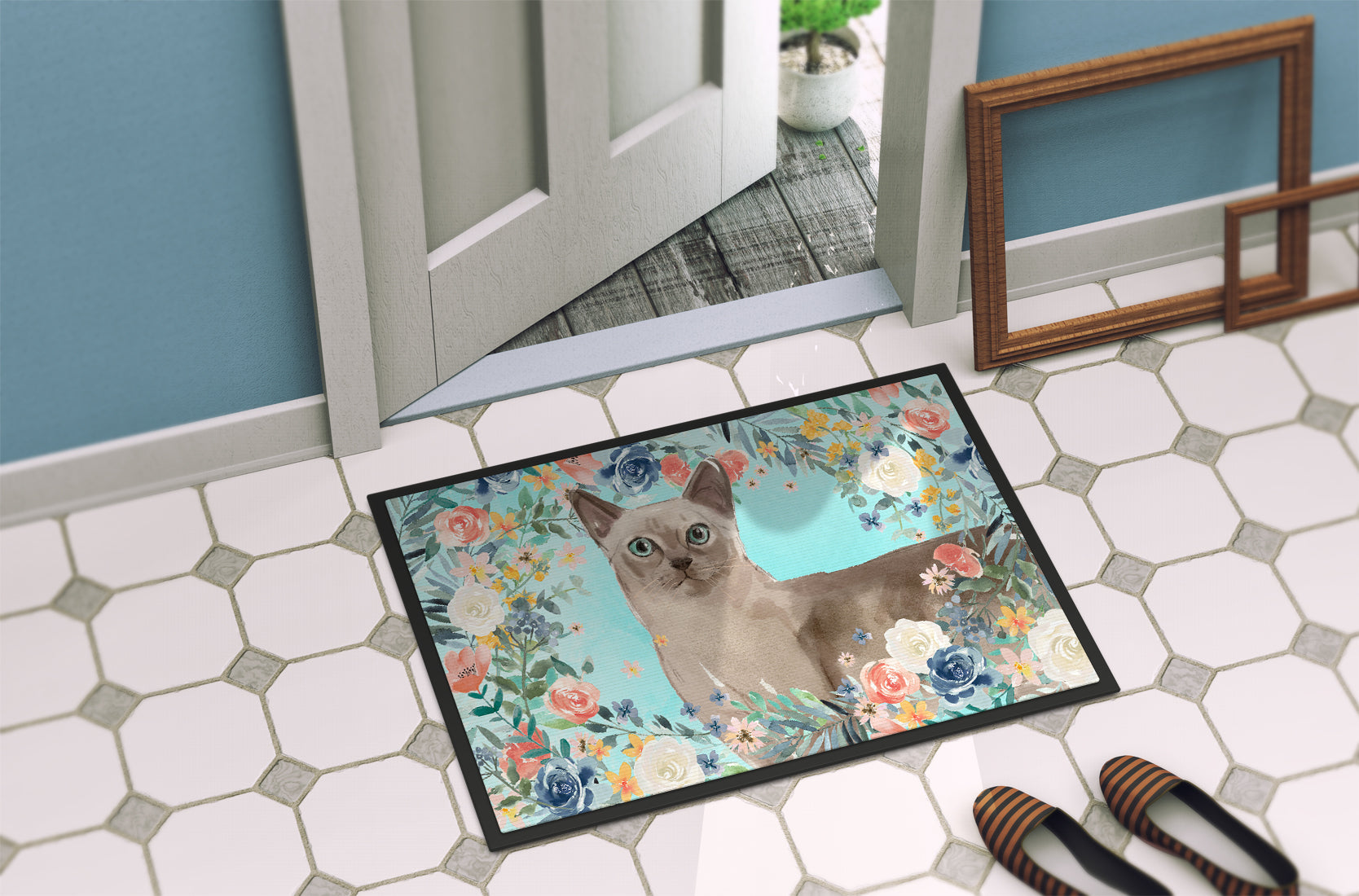 Tonkinese Spring Flowers Doormat Indoor Outdoor 18H X 27W Front Door Mat Rugs for Entryway, Non Slip Washable