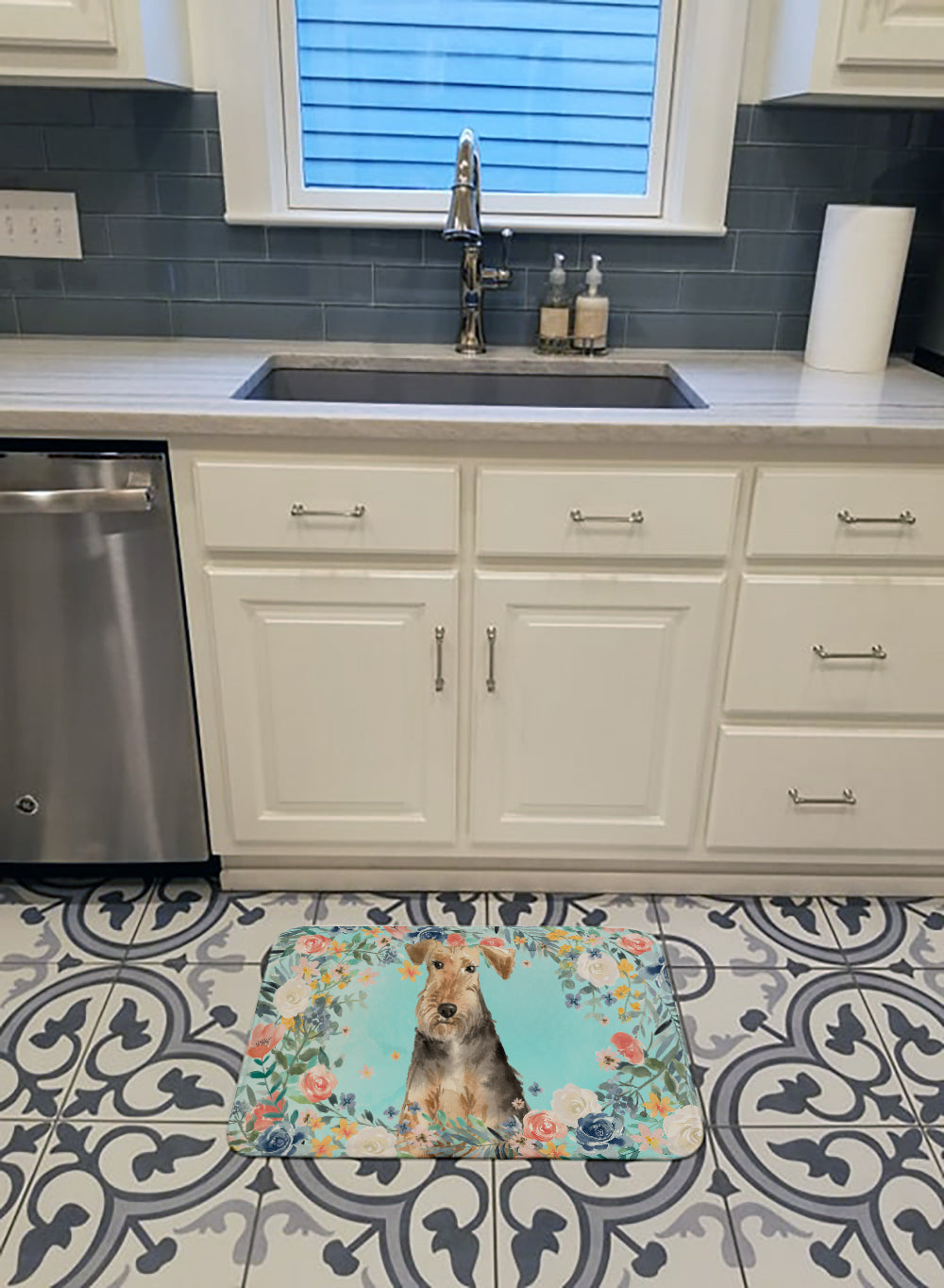 Airedale Terrier Memory Foam Kitchen Mat Machine Washable Anti-Fatigue Cushion Comfort Bath or Kitchen Rug