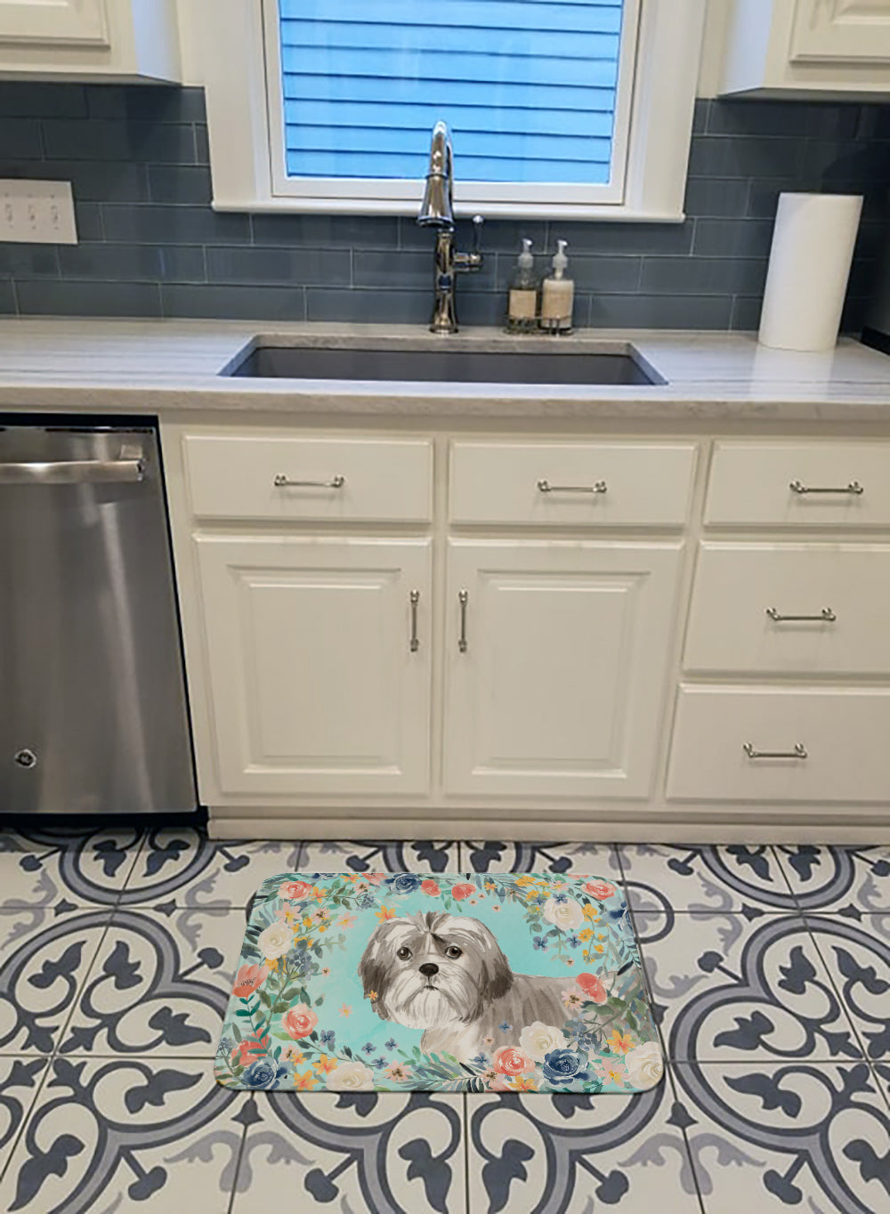 Shih Tzu Puppy Memory Foam Kitchen Mat Machine Washable Anti-Fatigue Cushion Comfort Bath or Kitchen Rug