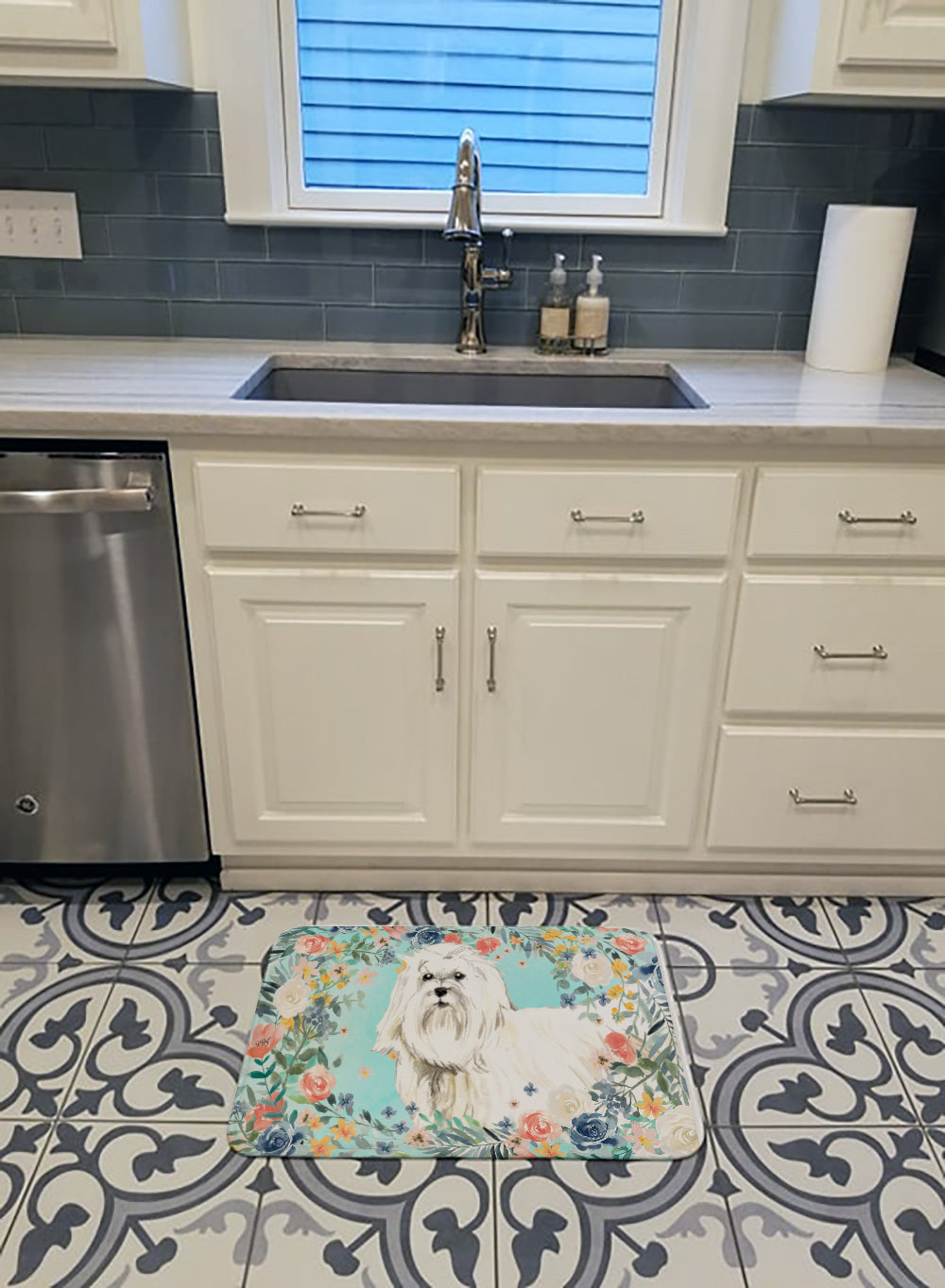 Maltese Memory Foam Kitchen Mat Machine Washable Anti-Fatigue Cushion Comfort Bath or Kitchen Rug