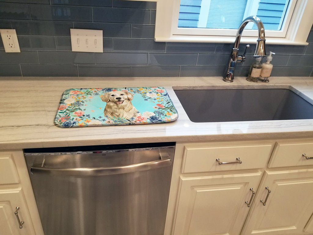 Golden Retriever Dish Drying Mat Absorbent Dish Drying Mat Pad for Kitchen Counter Dish Drainer Mat for Countertop, 14 x 21", Multicolor