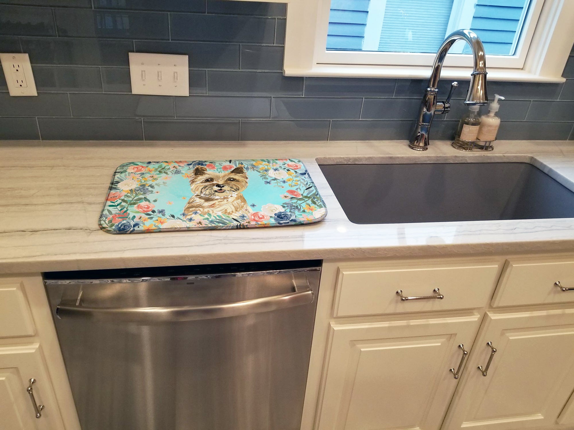 Cairn Terrier Dish Drying Mat Absorbent Dish Drying Mat Pad for Kitchen Counter Dish Drainer Mat for Countertop, 14 x 21", Multicolor
