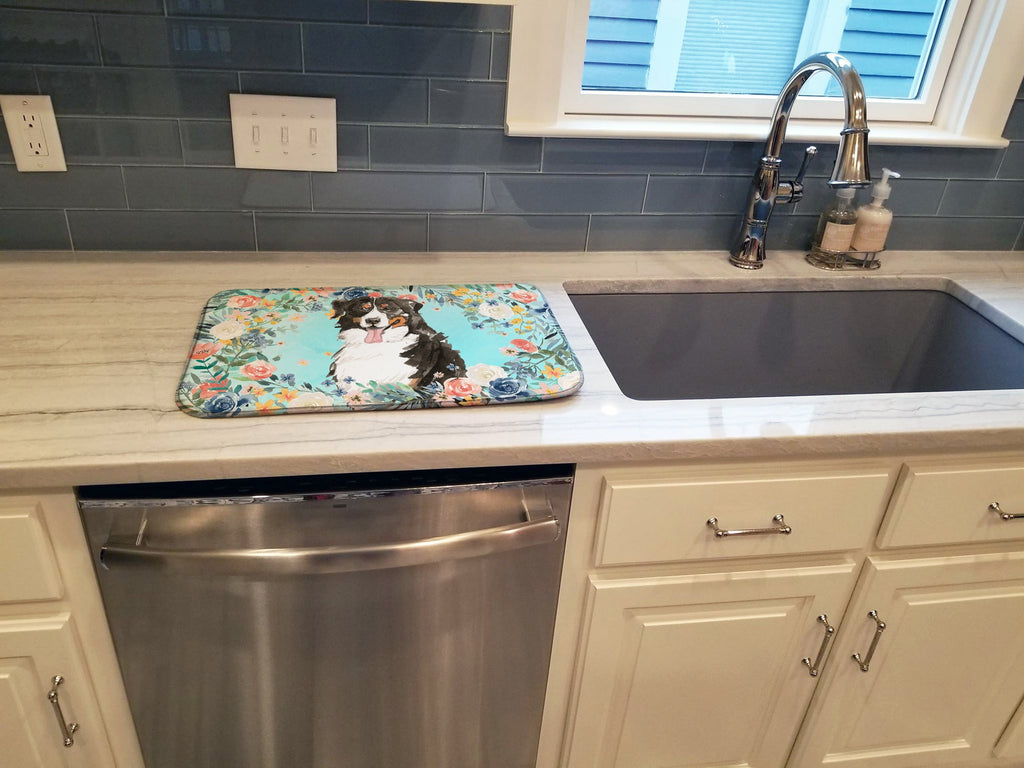 Bernese Mountain Dog Dish Drying Mat Absorbent Dish Drying Mat Pad for Kitchen Counter Dish Drainer Mat for Countertop, 14 x 21", Multicolor