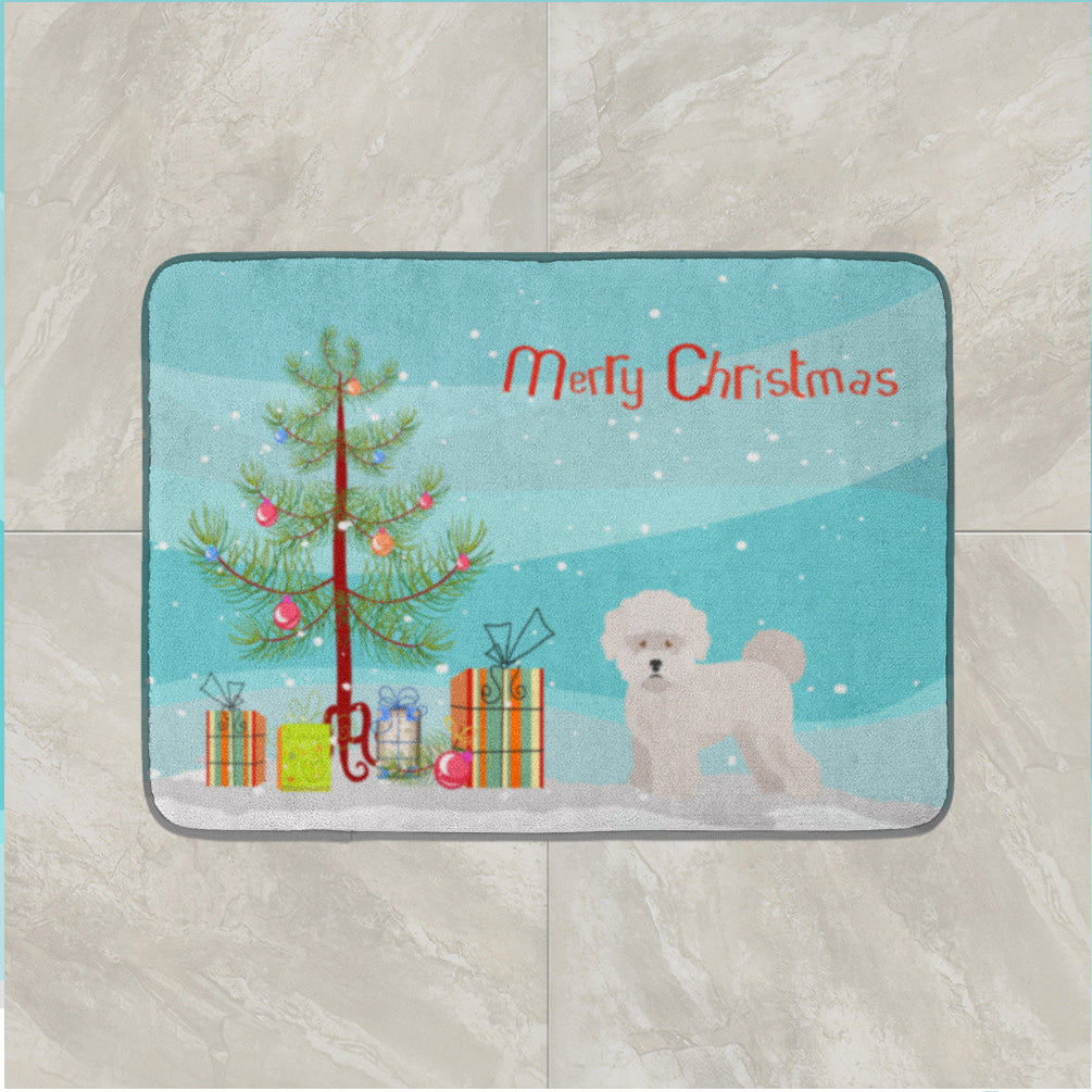 Bichon Frise Christmas Tree Memory Foam Kitchen Mat Machine Washable Anti-Fatigue Cushion Comfort Bath or Kitchen Rug