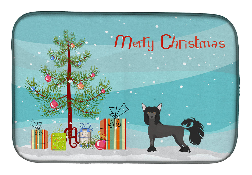 Chinese Crested Christmas Tree Dish Drying Mat Absorbent Dish Drying Mat Pad for Kitchen Counter Dish Drainer Mat for Countertop, 14 x 21", Multicolor