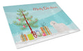 Coton de Tulear Christmas Tree Cutting Board Tempered Glass Kitchen Cutting Surface, Heat Resistant Chopping, Non-Slip Feet, Food Prep & Serving