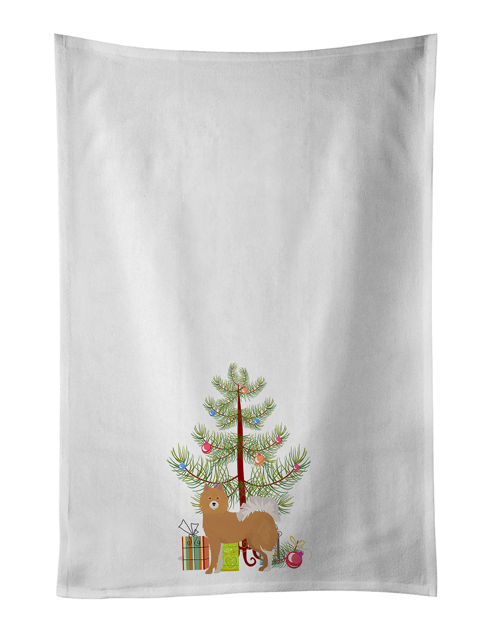 Brown & White Elo dog Christmas Tree Kitchen Towel Set of 2 White Dish Towels Decorative Bathroom Hand towel for Hand, Face, Hair, Yoga, Tea, Dishcloth, 19 X 28", White