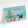 Black and White Elo dog Christmas Tree Greeting Cards Pack of 8 Blank Cards with Envelopes Whimsical A7 Size 5x7