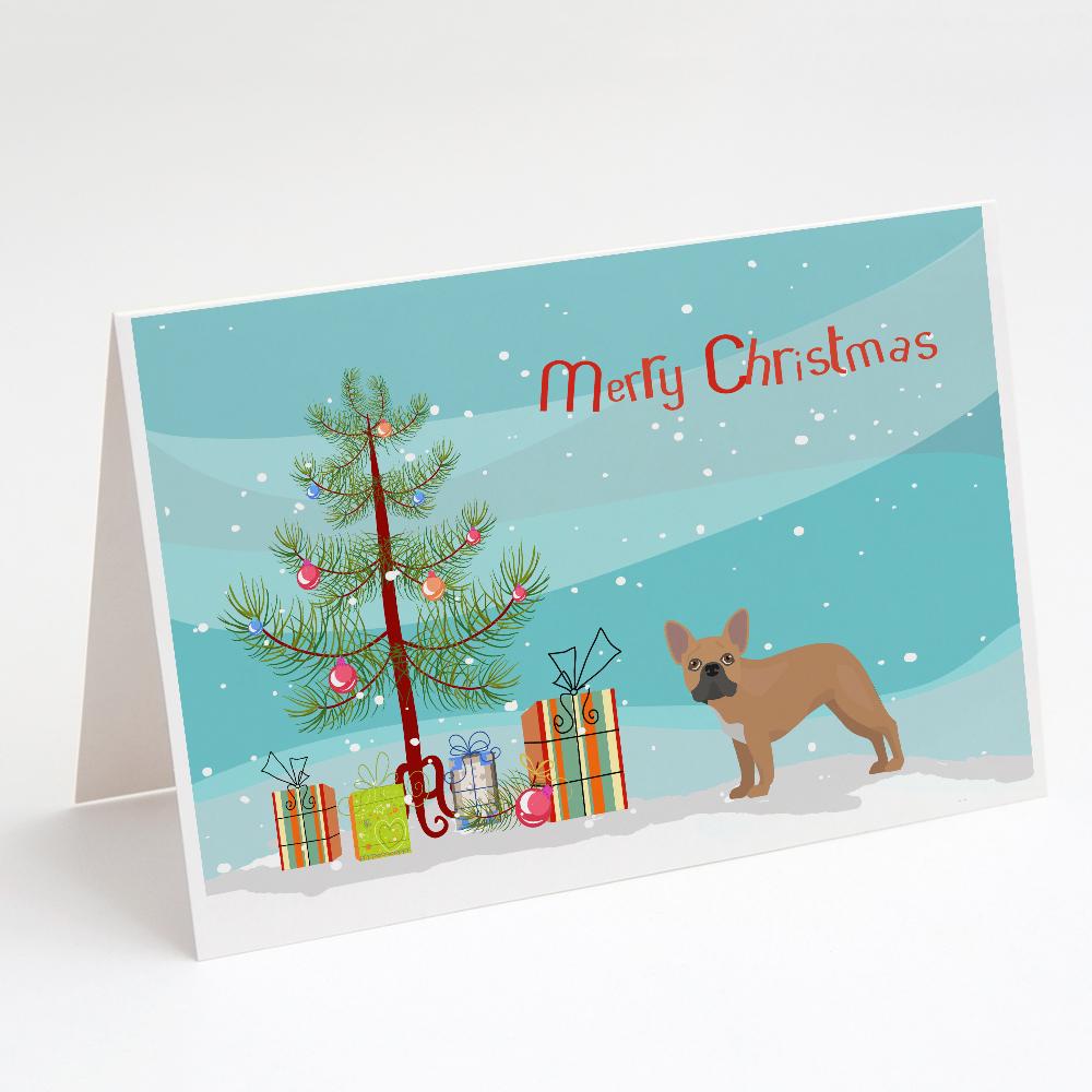 French Bulldog Christmas Tree Greeting Cards Pack of 8 Blank Cards with Envelopes Whimsical A7 Size 5x7