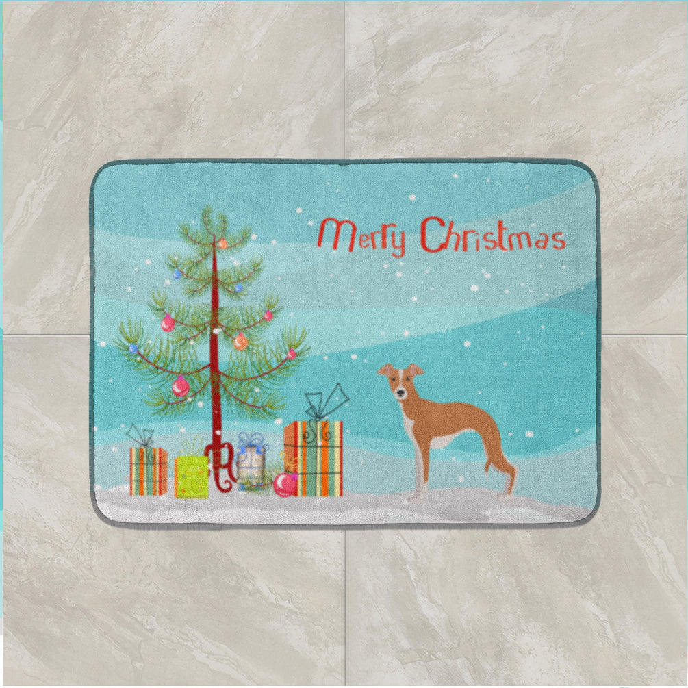 Italian Greyhound Christmas Tree Memory Foam Kitchen Mat Machine Washable Anti-Fatigue Cushion Comfort Bath or Kitchen Rug