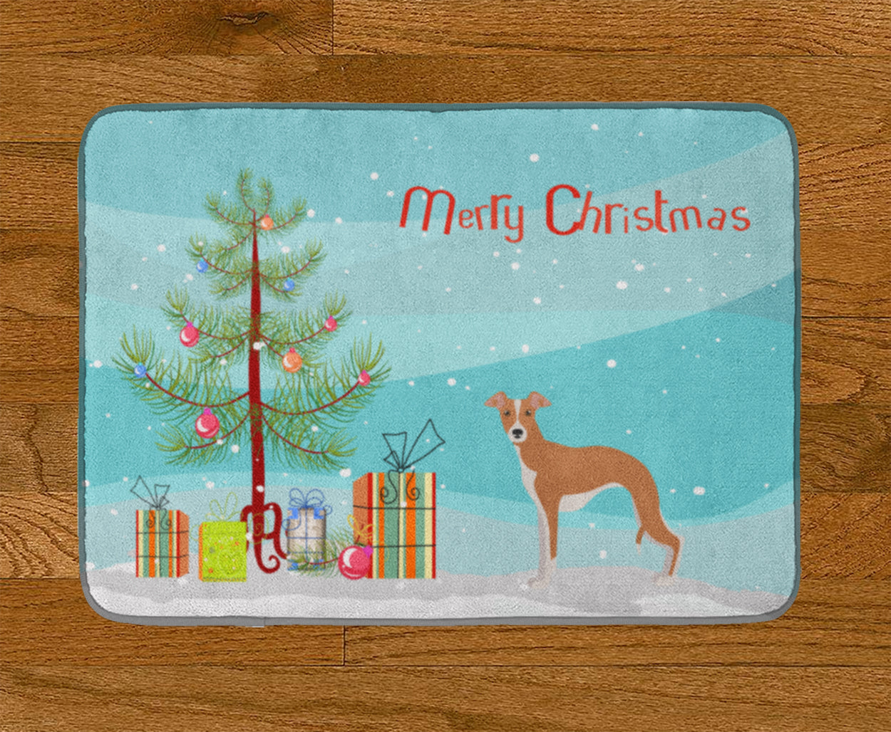 Italian Greyhound Christmas Tree Memory Foam Kitchen Mat Machine Washable Anti-Fatigue Cushion Comfort Bath or Kitchen Rug