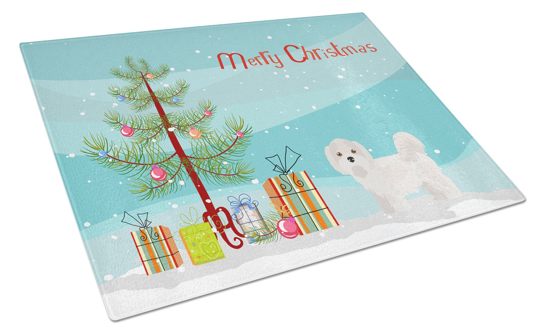 Kyi-Leo Christmas Tree Cutting Board Tempered Glass Kitchen Cutting Surface, Heat Resistant Chopping, Non-Slip Feet, Food Prep & Serving