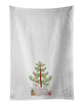 White Lhasa Apso Christmas Tree Kitchen Towel Set of 2 White Dish Towels Decorative Bathroom Hand towel for Hand, Face, Hair, Yoga, Tea, Dishcloth, 19 X 28", White