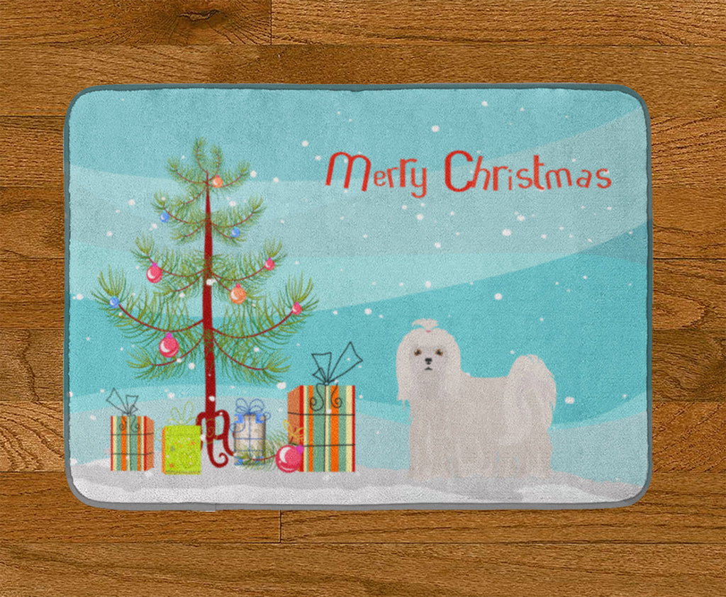 Maltese Christmas Tree Memory Foam Kitchen Mat Machine Washable Anti-Fatigue Cushion Comfort Bath or Kitchen Rug