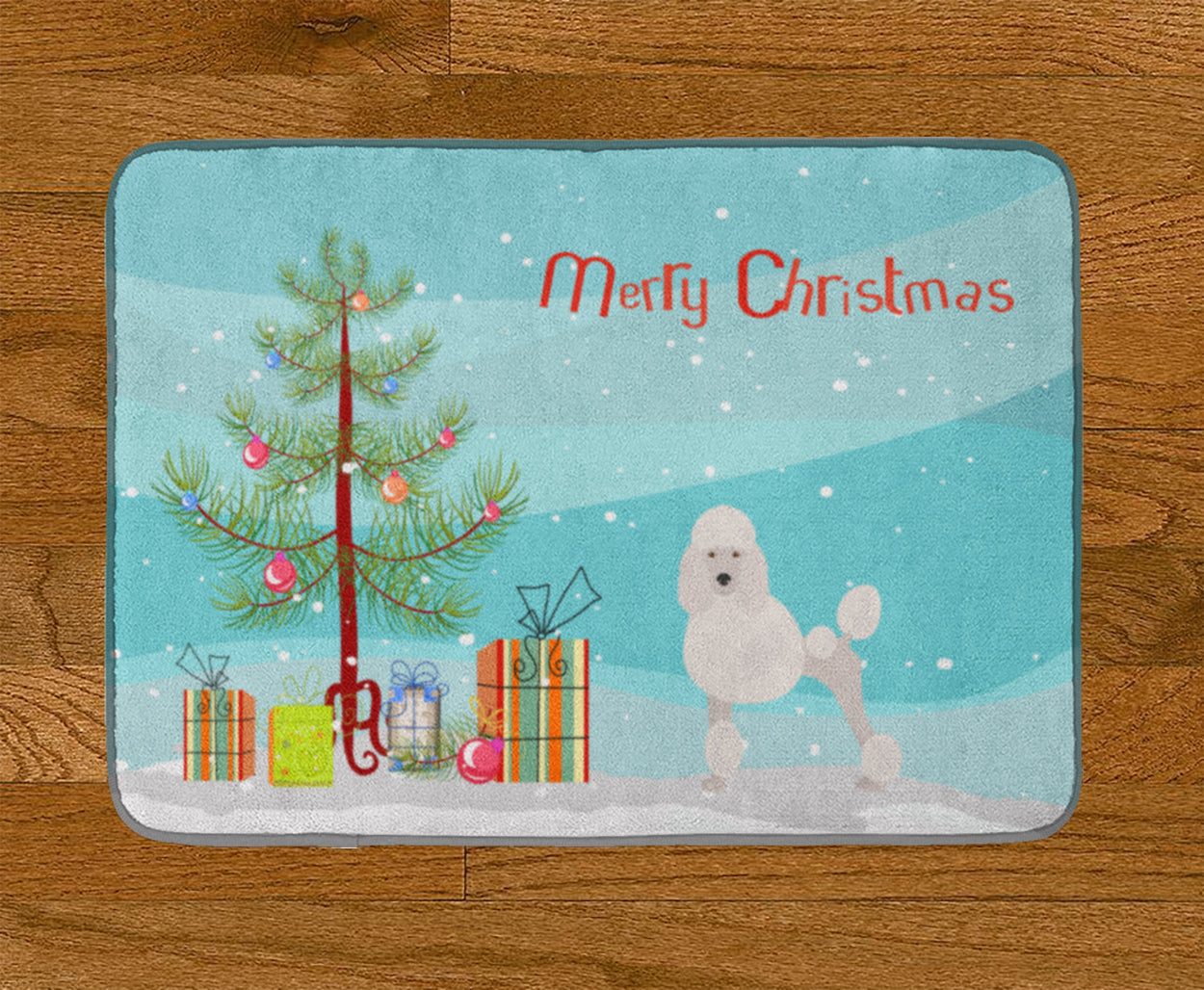Miniature Poodle Christmas Tree Memory Foam Kitchen Mat Machine Washable Anti-Fatigue Cushion Comfort Bath or Kitchen Rug