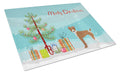 Rat Terrier Christmas Tree Cutting Board Tempered Glass Kitchen Cutting Surface, Heat Resistant Chopping, Non-Slip Feet, Food Prep & Serving