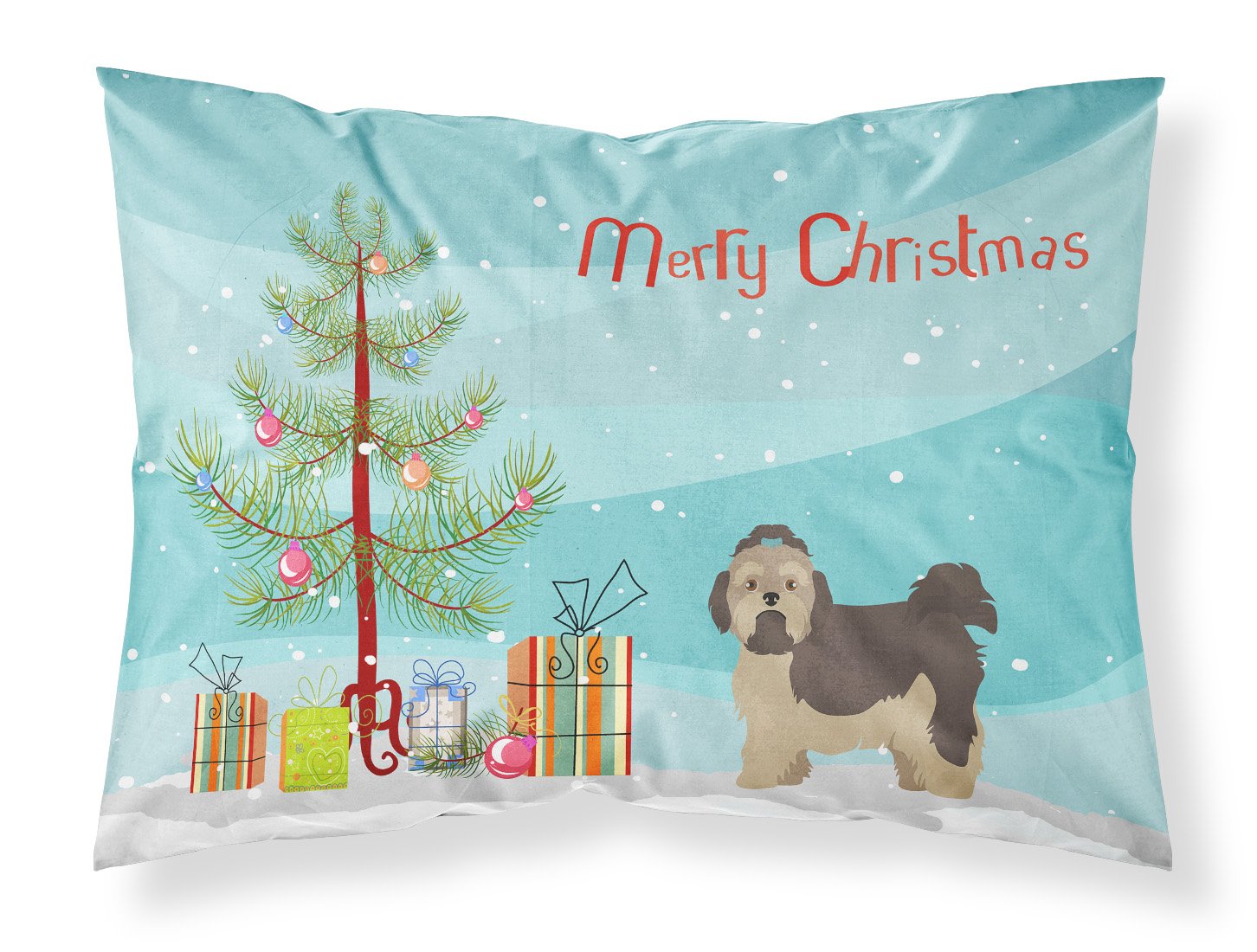 Russian Tsvetnaya Bolonka Lap Dog  Christmas Tree Standard Pillowcase Lightweight Super Soft Easy Care Decorative Artwork Pillowcase, Standard