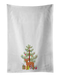 Russkiy Toy or Russian Toy Terrier Christmas Tree Kitchen Towel Set of 2 White Dish Towels Decorative Bathroom Hand towel for Hand, Face, Hair, Yoga, Tea, Dishcloth, 19 X 28", White